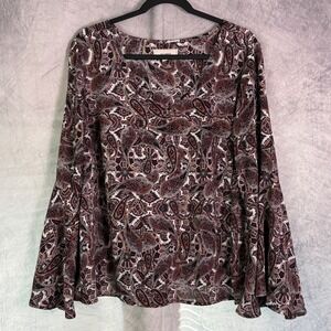 No Comment Boho top Sz 2X Paisley‎ Bell Sleeve